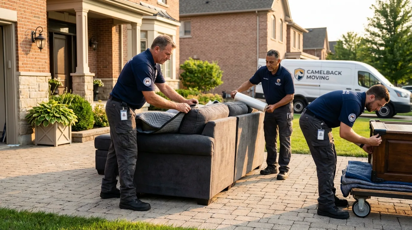 Large estate moving crew wrapping furniture in Ossipee, NH